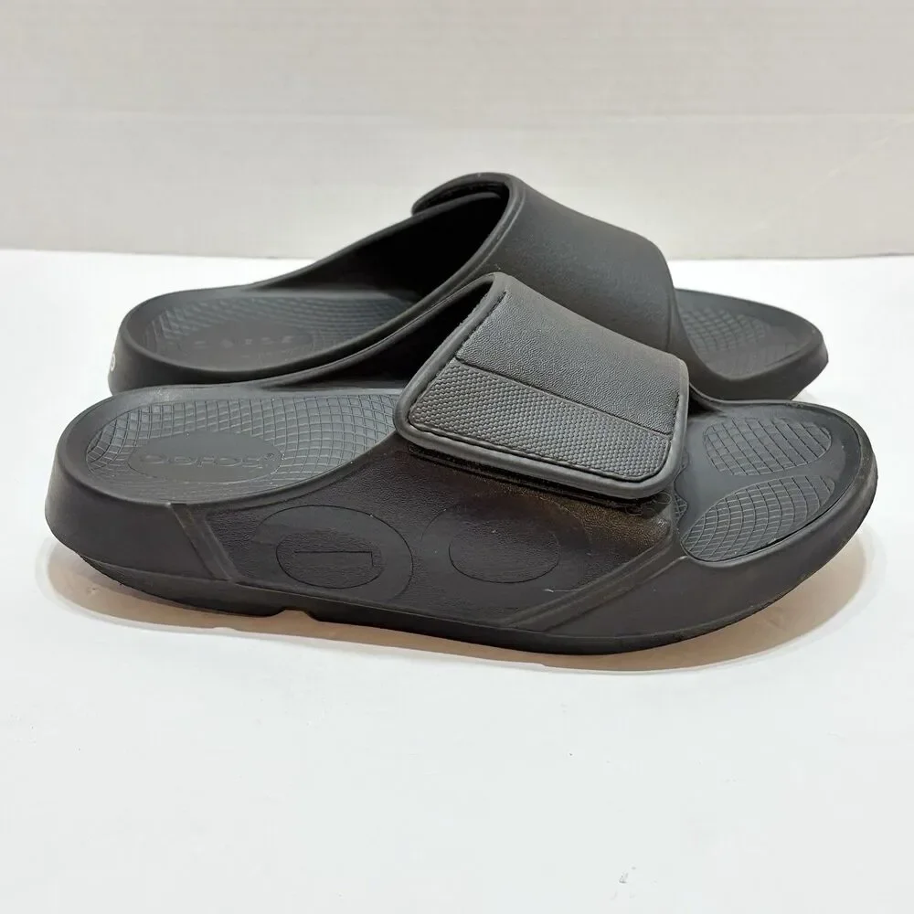 OOFOS OOahh Sport Flex Slides M 7 W 9 Black Comfort Recovery Sandals
